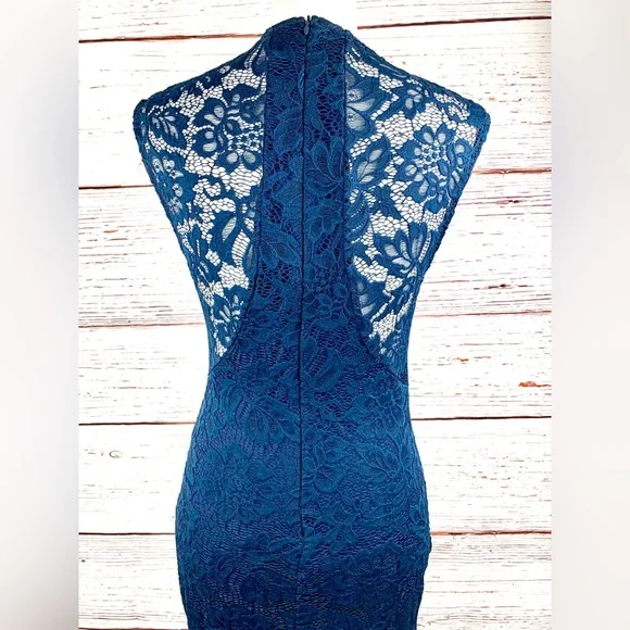 Windsor Navy Lace Bodycon Midi Dress Size M - Picture 7 of 11